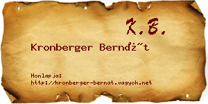 Kronberger Bernát névjegykártya